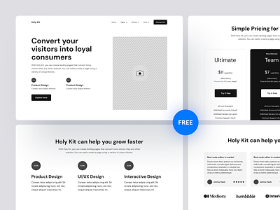 HolyKit - Component Library business design download elementor elementor kit free free download free wordpress landing page resource saas template kit ui web design wordpress