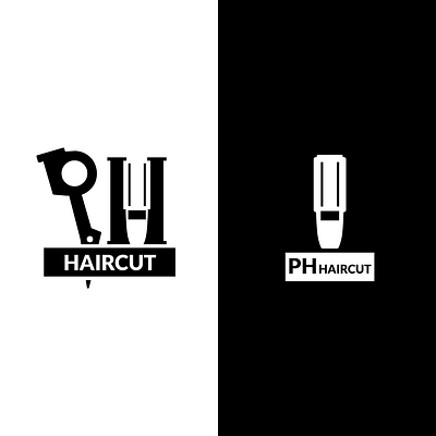 PH HAIRCUT LOGO DESIGN GRAPHIC barbearia barber brand branding design graphic design logo maquina de barbear nife media rodrigo alessander scissors shaving machine tesoura