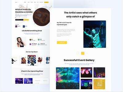 MusicHold Music Concert Landing Page Website album brand concert branding design homepagedesign illustration landingpagedesign logo minimal music music concert music festival playlist streaming concert ui uiux web webdesign website