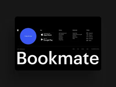 Footer big blue button branding footer grids large typography product design trial button typography ui we design web