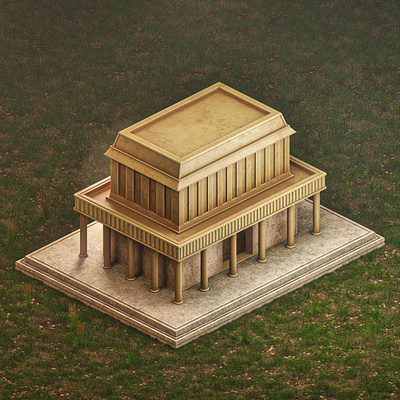 3D stylized ancient temple 3d 3d art ancient blender civilization design grass illustration infographic isometric art low poly