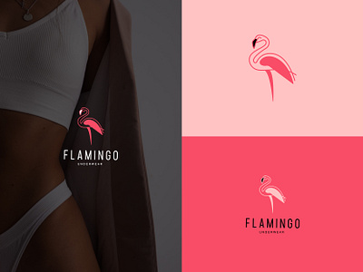 Flamingo logo for underwear brand animal logo bird branding design flamingo graphic design logo logodesign minimal pink sign underwear vector