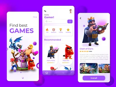 Gaming app UI app design branding games gaming gaming app graphic design illustration light mdgrpias mobile mobile app mobile games trending ui user interface ux wireframes