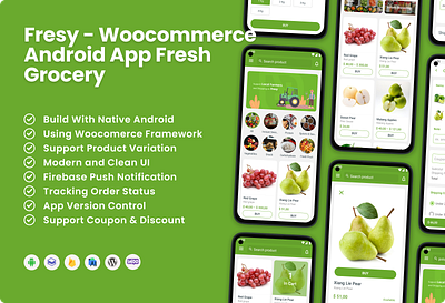 Fresy - Woocommerce Android App Fresh Grocery android dream space ecommerce grocery woo android woocomerce