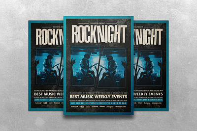 Rock Night Flyer concert design flyer indie music night poster rock template