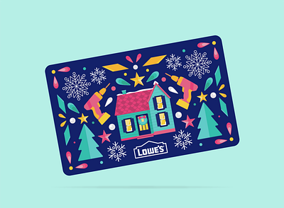 Lowe's Patterned 2020 Gift Card branding christmas colorful design details gift cards house illustration