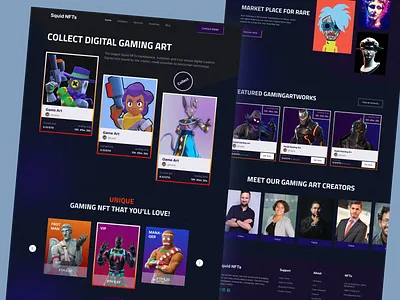 Squid NFTs- NFT Marketplace Landing Page 2022 blockchain clean crypto cryptocurrency gaming habib landing page nft nft dashboard nft market nft marketplace nft web nfts squids token ui ux website