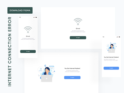 Internet Error UI Kit | 404 Not Found 404 error 404 error design design figma internet internet connection lost internet error lost wifi mobile app design ui uiux ux web designing