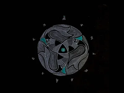 Three-Fish-One-Head Symbol illustration logo