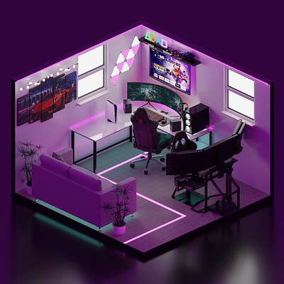 Isometric gaming room