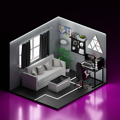 Isometric gaming room