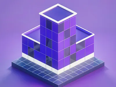 Isometric low-poly building 3d 3d art blender building city design illustration isometric art low poly modern purple ui