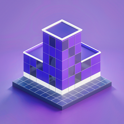 Isometric low-poly building 3d 3d art blender building city design illustration isometric art low poly modern purple ui