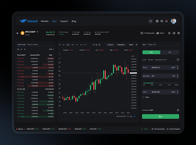 💎FalconX-Crypto Dashboard crypto dark dark mood dashboard finance minimal ui