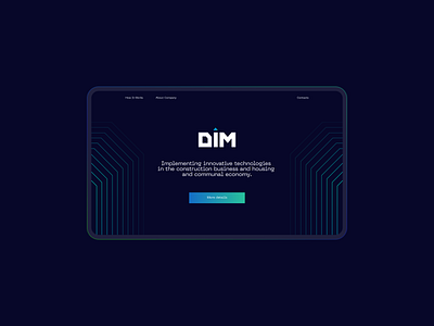 DiM. Hero screen. branding development digital product hardware iot logo main service sotware website