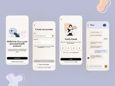 Maya: Personal health assistant bot app design design system dribbble shot ui ux