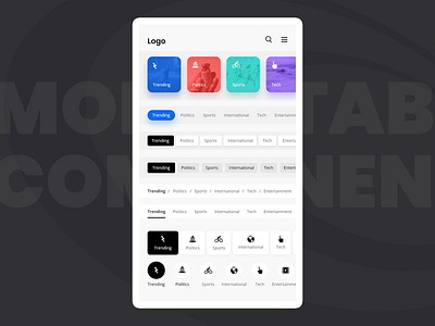 Mobile Tab Components app design design minimal mobile first responsive typography