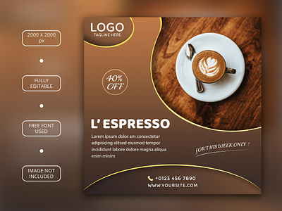 Coffee Social media post template apost branding coffee design graphic design illustration instagram logo photoshop post social socialmedia template vector
