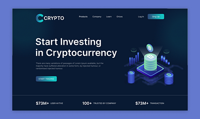 Cryptocurrency landing page design cryptocurrency dribbble landing page nft ui userinterface userinterfacedesign uxdesign