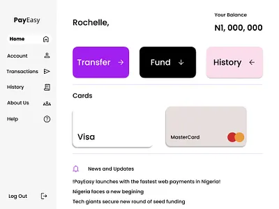 PayEasy Home by Samuel Obiora design fintech ui ux website