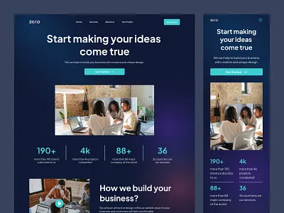 Creative Agency - Landing Page agency blue clean design creative dark mode home page inspiration landing page mobile app navy our service responsive website simple design ui ui design ui trend uiux ux web design website