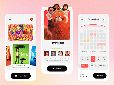 Movie Ticket Booking App booking cinema concept app design mobile app movie ticket ticket booking ui ux