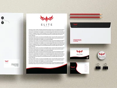 Business Card With Stationery branding business card design design graphic design logo minimal minimalist stationery typography