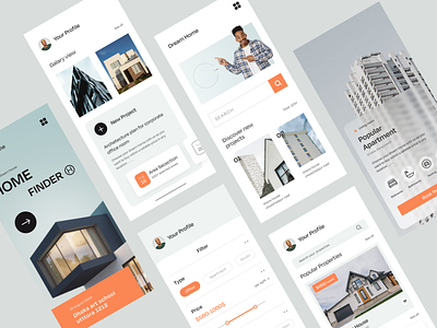 Real Estate Mobile App. app design home house rent ios minimal mobile mobile app real estate trendy ui uiux ux