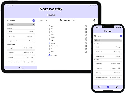 Noteworthy: Note taking app ios ipad list app mobile app note taking app sketch ui design uiux