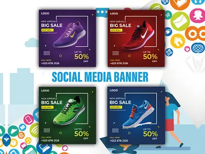 Social media ads banner ads branding facebook cover facebook post graphic design instagram post social media ads social media design social media post web banner