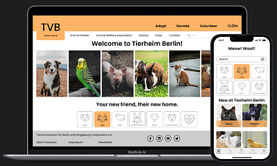 Tierheim Berlin: website re-design & mobile app berlin ios mobile app pet adoption app sketch ui design uiux