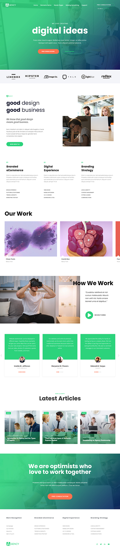 GENCY LANDING PAGE design elementor pro graphic design illustration wordpress