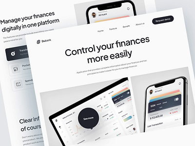 Finance app landing page - Dubank animation app landing page banking banking website clean dashboard landing page finance finance website fintech home page landing page modern motion graphics payment ui ux wallet wallet landing page web design website