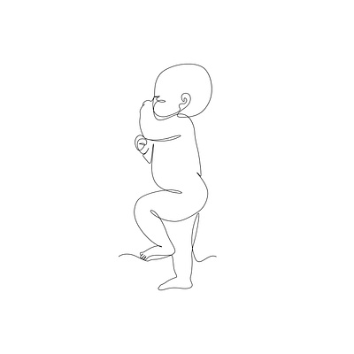 Sleeping newborn baby vector one line drawing illustration
