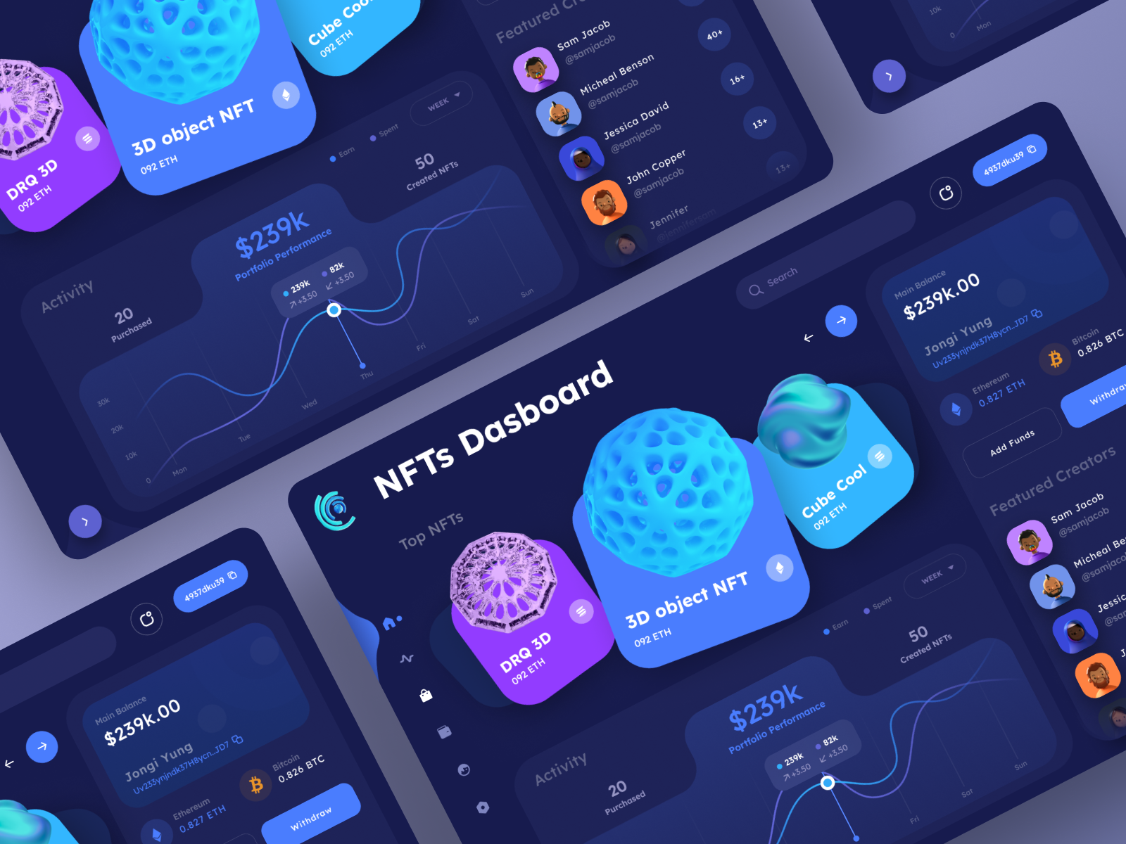 Example of Creative Nft Dashboard UI Design 