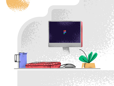 WFH 🖥 desk dribbble illustration illustrator muzli usemuzli vector