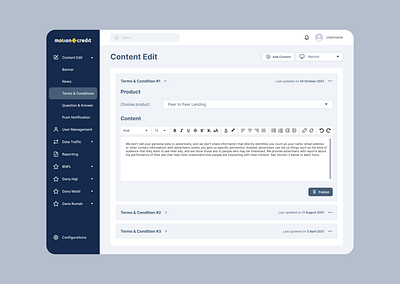 MNC MotionCredit - Content Management System app design ui ux website
