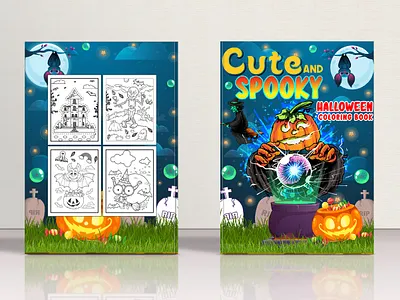 Cute and Spooky Halloween Coloring book cover book cover deisgn book deisgn bookcover branding coloringbook design ebook graphic design halloween book cover illustration kdp kdp book cover logo ui vector