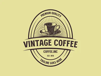 VINTAGE COFFEE LOGO adobe illustrator branding coffee logo design emblem logo graphic design hand draw logo illustration logo logo design old style logo retro design vector vector logo design vintage coffee logo vintage illustration vintage logo