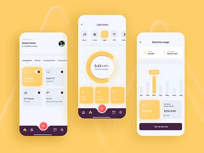 Smart Home - Mobile App 3d animation branding cool ui dashboard design graphic design illustration landing page logo mobile app design motion graphics saas smart app trend ui ui kit ux vector website