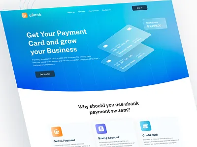 Banking payment system Landing Page design animation bank banking payment branding credit card credit card design design home page icon illustration landing page logo payment vai ubank ubank ui ux vector