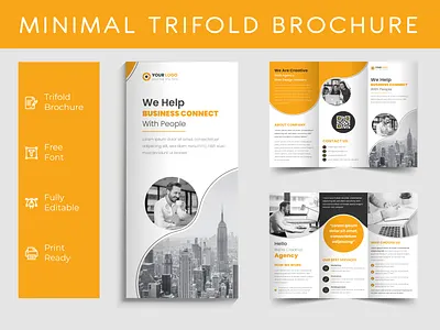 Minimal Corporate Trifold Brochure Template adobe illustrator advertising banner bifold branding brochure business card company corporate design designer flyer graphic design layout logo magazine trifold