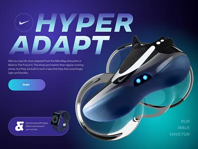 Shoes Nike Hyper Adapt design footwear interface landing page design nike product shoes shoes store store ui webgesign
