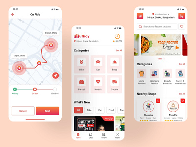 On-demand service app UI/UX like pathao app ui graphic design on demand app on demand service app ui ui ux ux