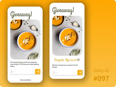 #DailyUI 097 - Giveaway 100daysofui branding dailyui dailyui 097 dailyui 97 design designchallenge dribbblechallenge email giveaway invite friends recipe recipebook subscribe ui uichallenge ux