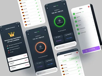 VPN App modern Ui/UX design app ui ui design ui ux vpn app ui vpn app ui design vpn ui
