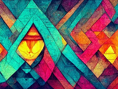 Geometric Neon Stained Glass Design background colorful cyberpunk design digital art geometric stained glass texture wallpaper