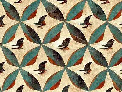 Retro Colorful Geometric Bird Pattern background birds design digital art geometric retro vintage wallpaper