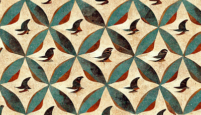 Retro Colorful Geometric Bird Pattern background birds design digital art geometric retro vintage wallpaper