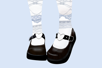Lolitacore fashion aesthetic branding cute design digital illustration fashion concept fashion design france graphic design illustration lolita pretty shoes vector